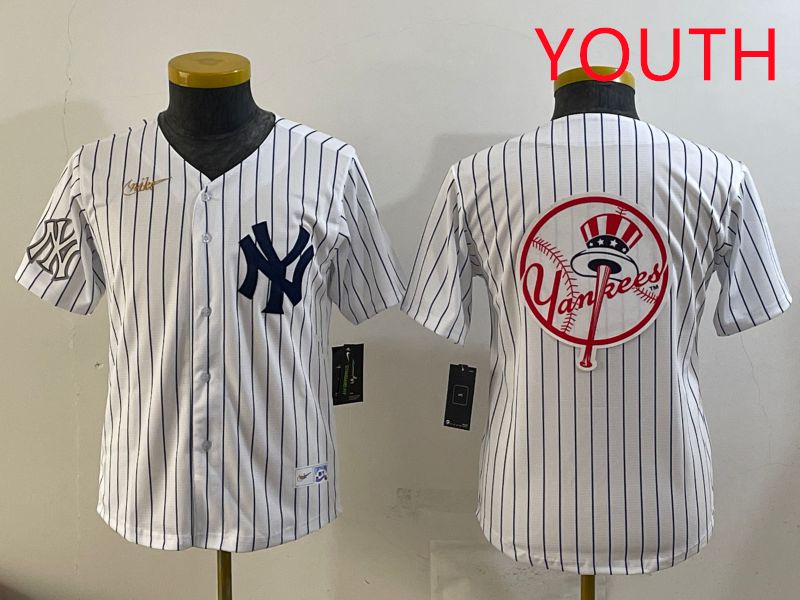 Youth 2025 New York Yankees Blank White Stripe Throwback Nike MLB Jersey style 26